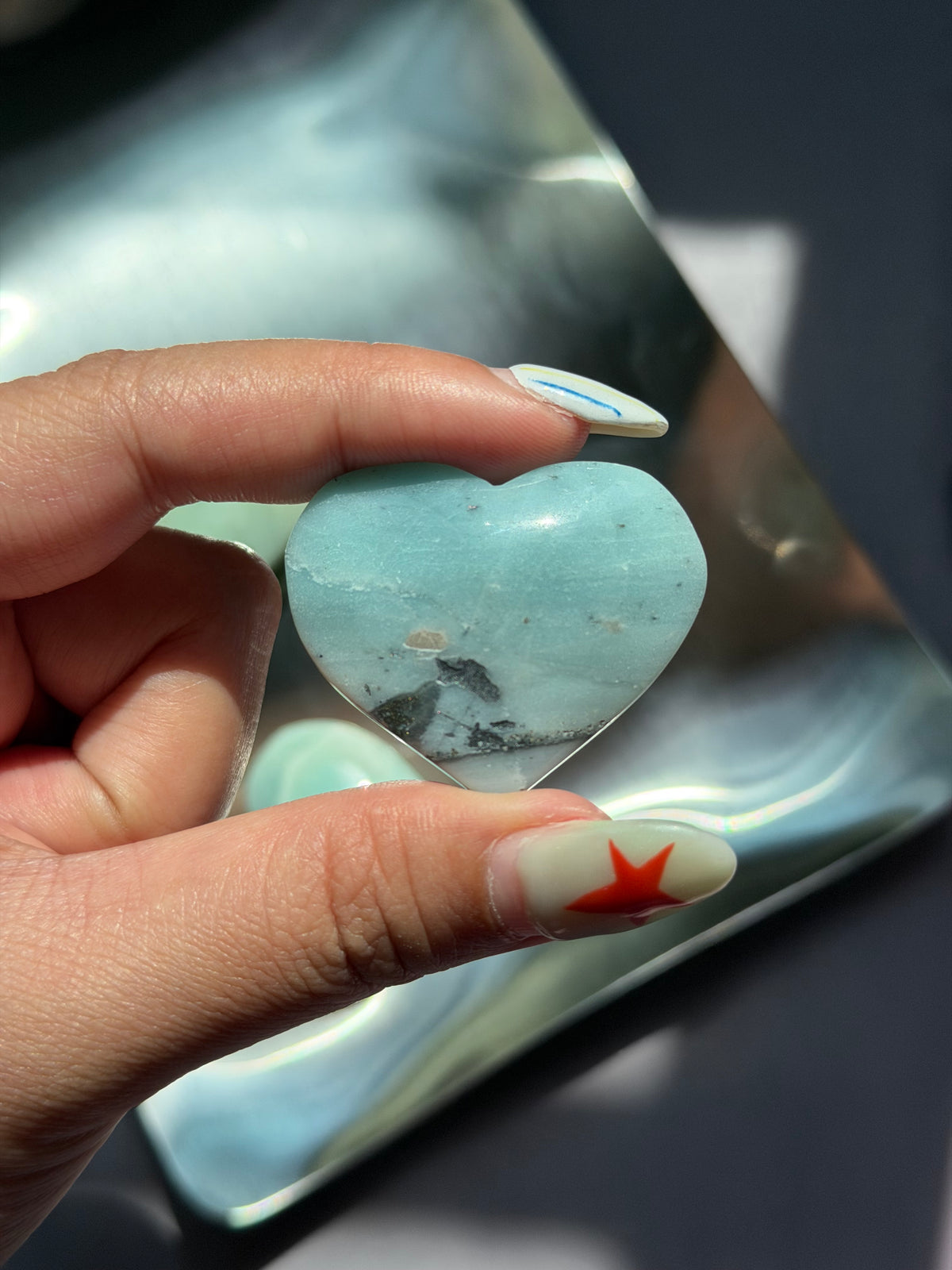 🩵 Natural Amazonite Heart — 444.- / ชิ้น 🩵