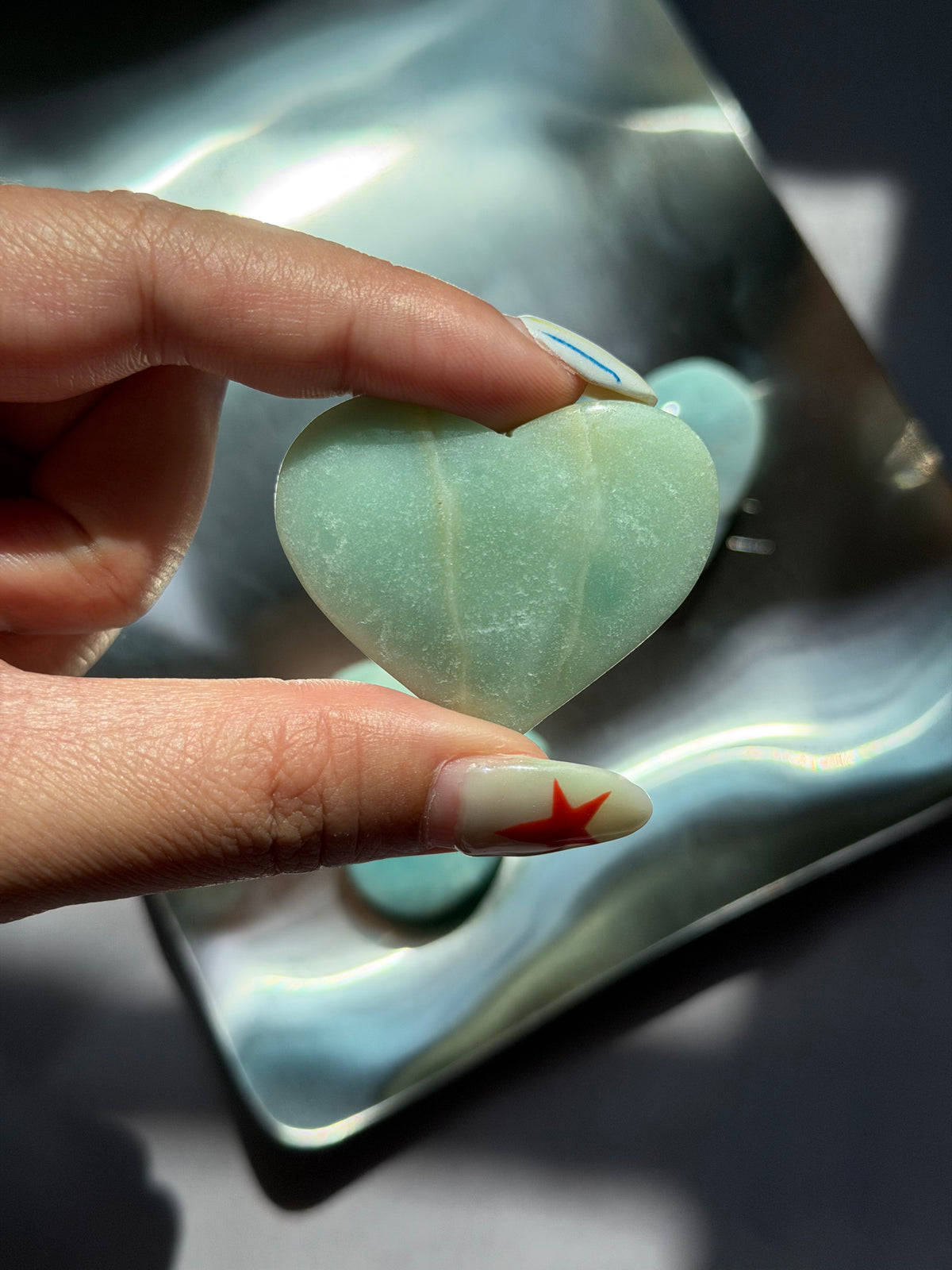 🩵 Natural Amazonite Heart — 444.- / ชิ้น 🩵