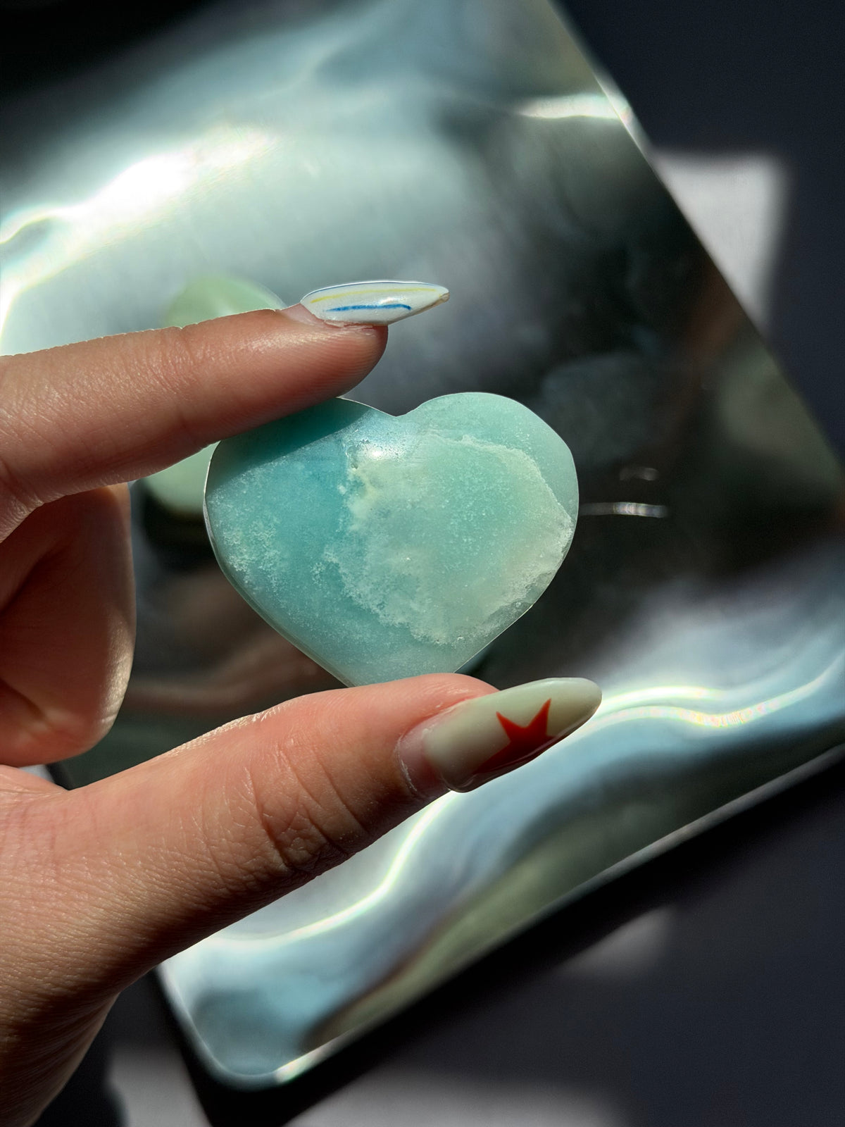🩵 Natural Amazonite Heart — 444.- / ชิ้น 🩵